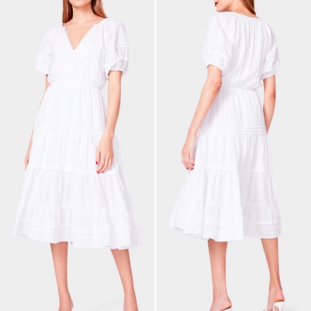 Betsey Johnson White Tiered Midi Sundress